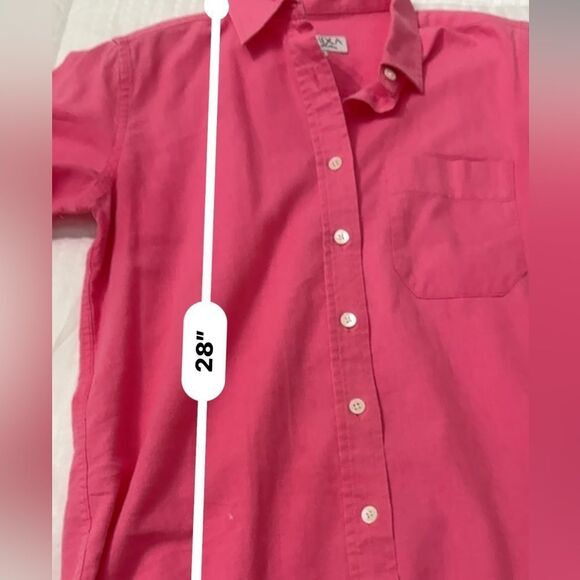 CAMIXA Linen-Cotton Blend Button-Up Shirt | XS | Hot Pink - Picture 9 of 14